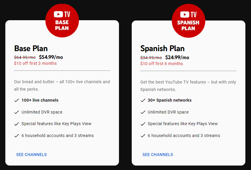 YouTube TV Price Plan